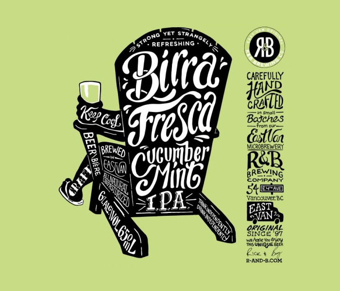 R & B Brewing Co. / Beer label - Birra Fresca Cucumber Mint IPA