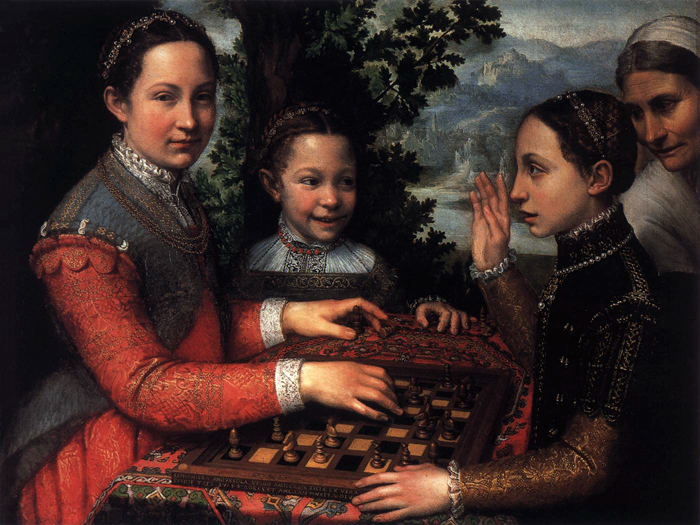 Portrait of the Artist's Sisters Playing Chess, 1555. This is one of Anguissola's most famous paintings, in which young women are depicted as intellectuals.
