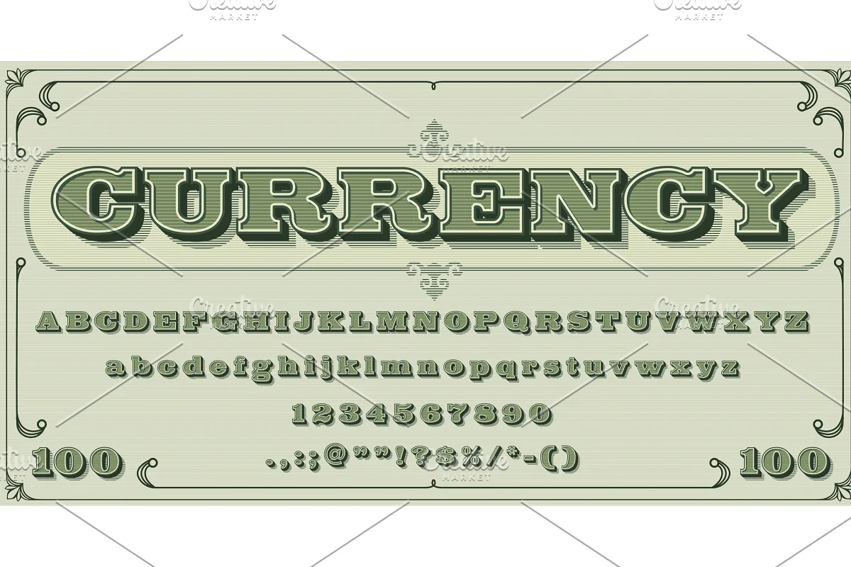 Money font, vintage type