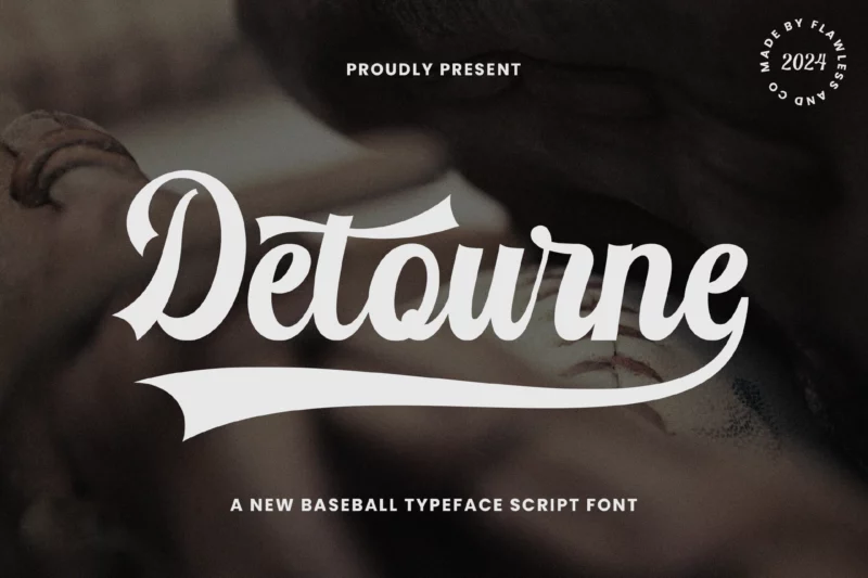 Detourne Baseball Script Font