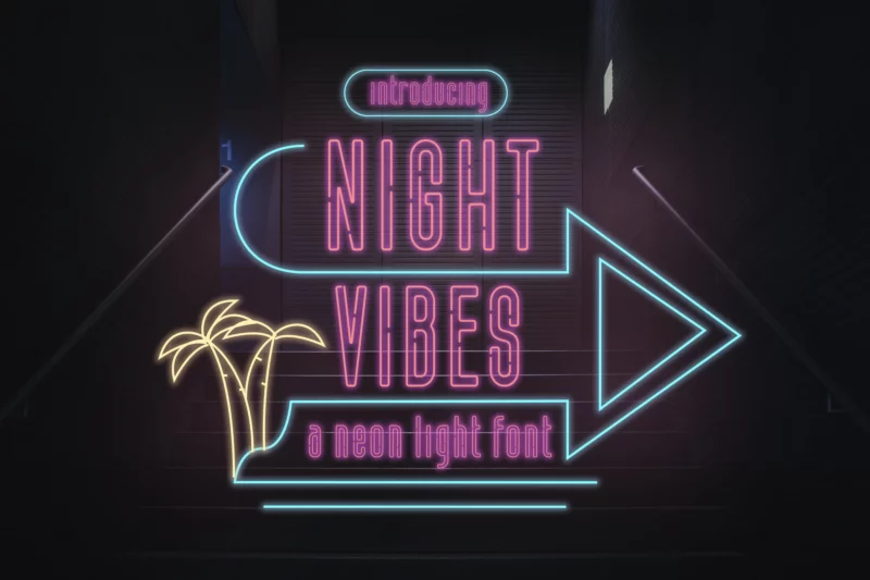 Night Vibes - Neon Light Font