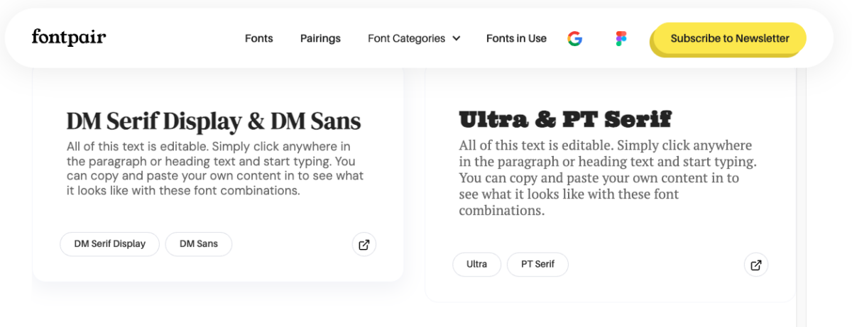 fontpair.com screenshot