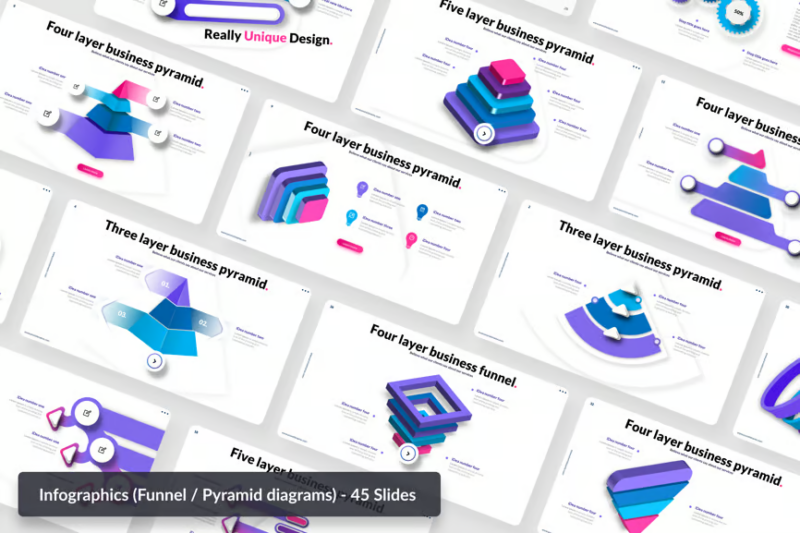 Infographics - Pyramid & Funnel Diagrams Template