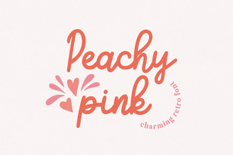 Peachy Pink Handwritten Retro Font