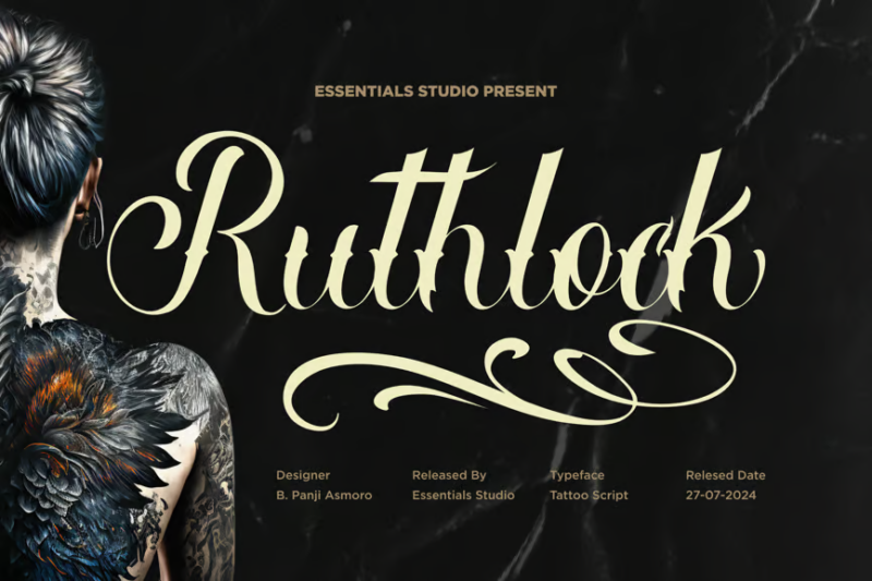 ES Ruthlock - Tattoo Script Font