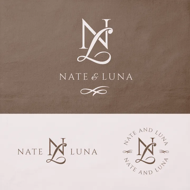 NL Ornate Wedding Monogram Logo Design Template