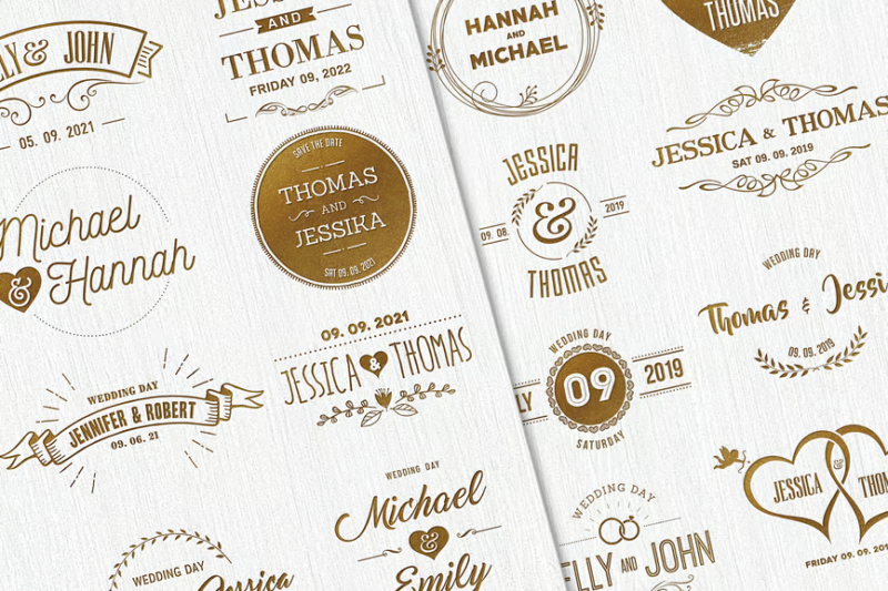 30 Wedding Badges / Save the Date Titles