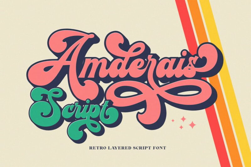 Amderais | Retro Layered Script Font