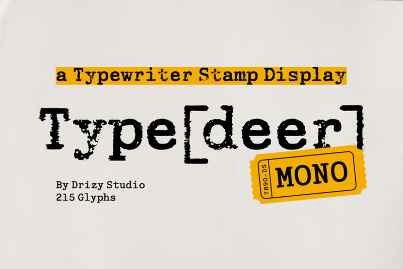 TypedeerMono - Typewriter Stamp Display Font