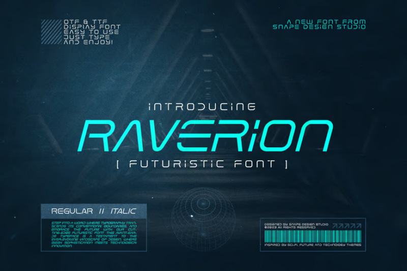 Raverion - Futuristic Font