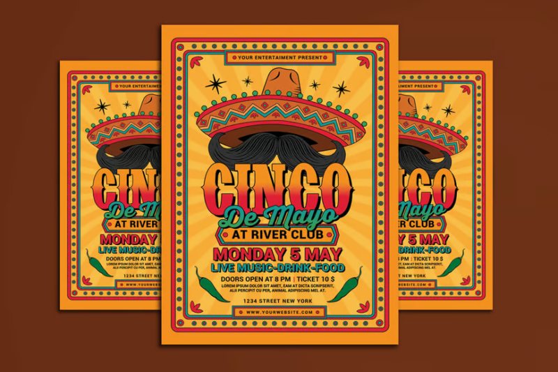 Cinco De Mayo Flyer, Print Templates ft. carnival & cinco - Envato