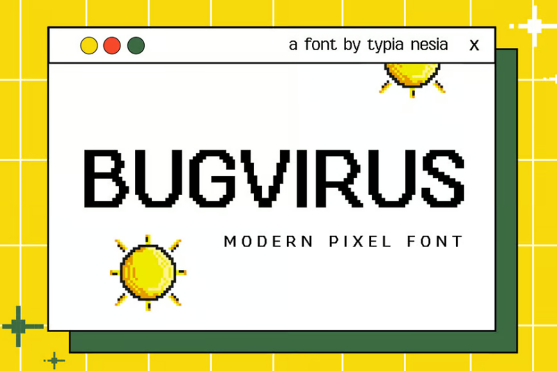 Bugvirus - Digital Pixel Game / Software Font