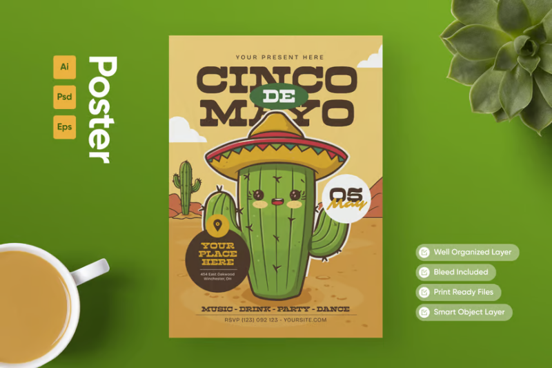 Cinco de Mayo - Poster, Print Templates ft. cinco & mayo - Envato