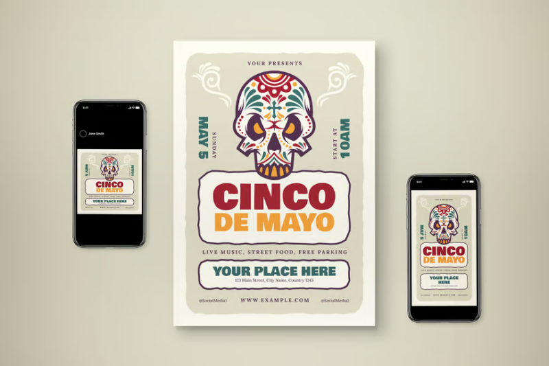 Cinco De Mayo Flyer Set, Print Templates ft. flyer & instagram - Envato