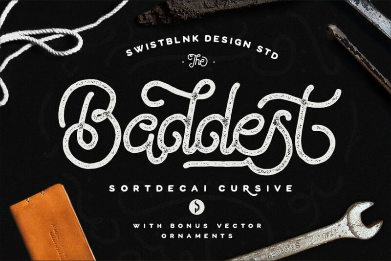 Sortdecai Cursive Script With Bonus Ornaments