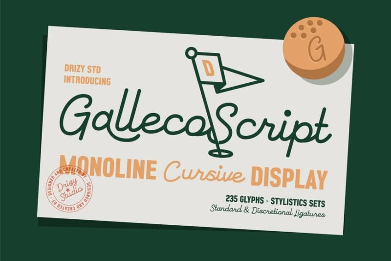 Galleco Script – Monoline Cursive Display Font