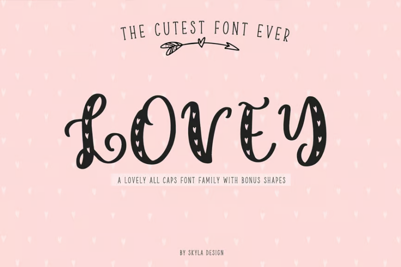 Cute heart font family Lovey