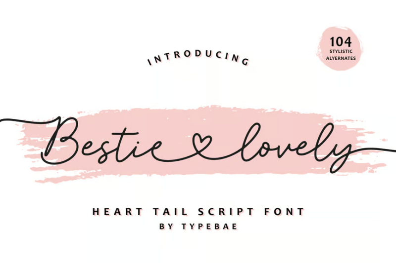 Bestie Lovely - Heart Swash Script Font