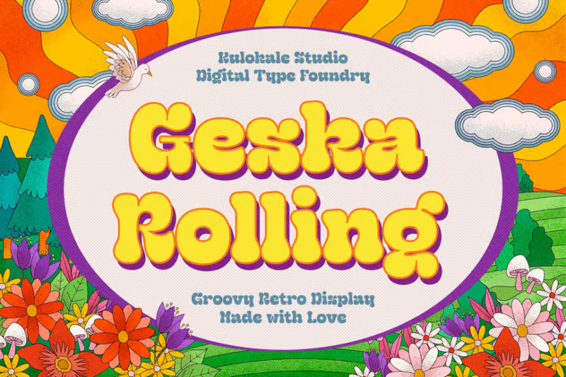 Geska Rolling - Groovy Retro Font