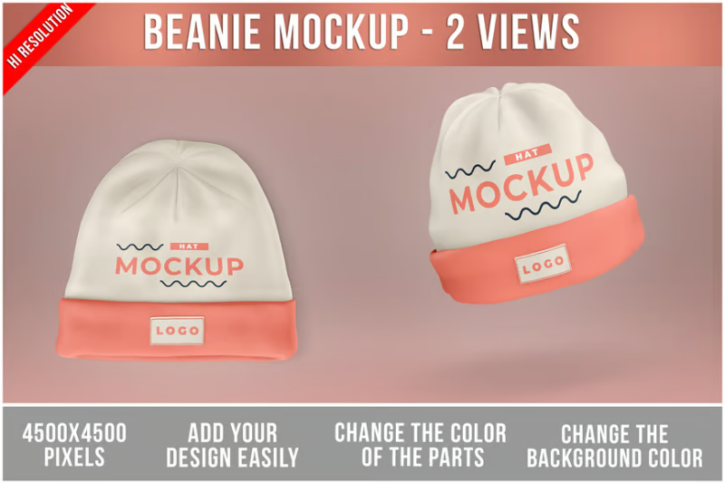 Beanie Knitted Hat Mockup