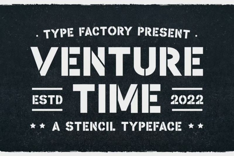 Venture Time - a Stencil Typeface