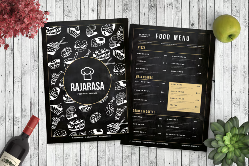 Pizza Elegant Trifold Menu A4 & US Letter