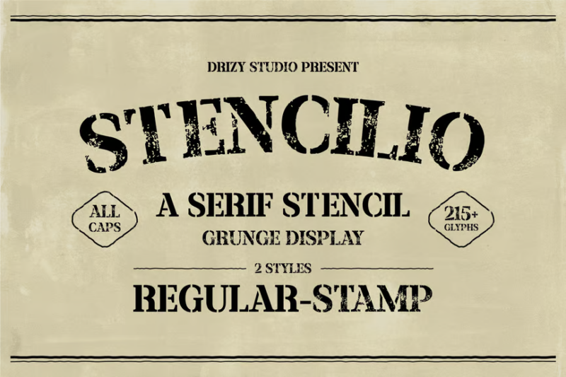 Stencilio – Serif Stencil Grunge Font