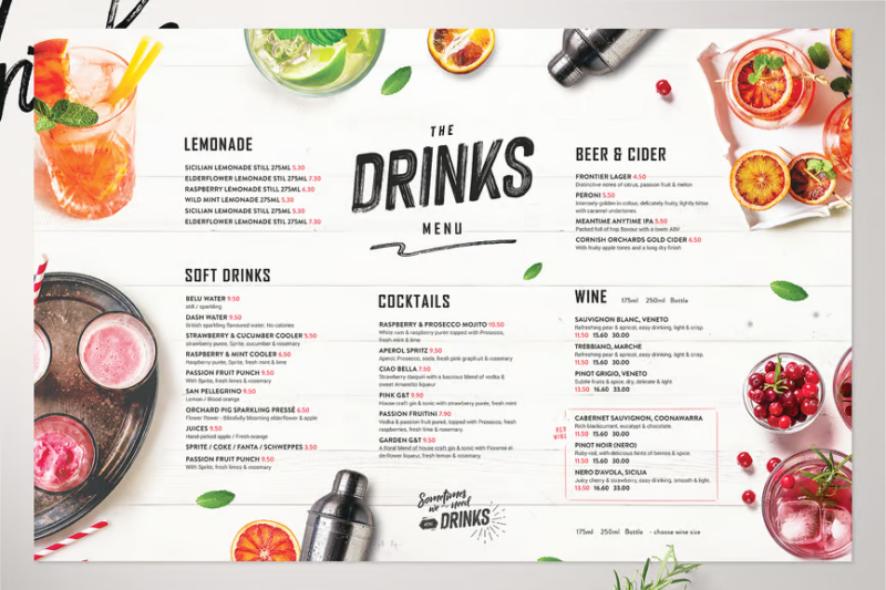 Vintage A3 Food Menu - 3 Color Versions