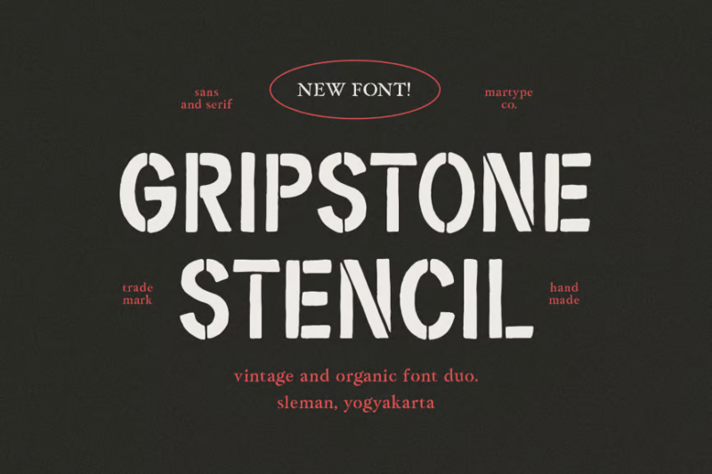 Gripstone Stencil - Vintage Font Duo