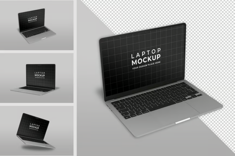 Laptop-Desktop Combination Mockup