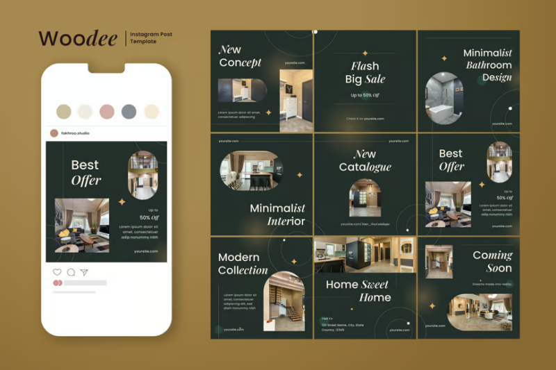 Interior Instagram Post Template | Woodee, Social