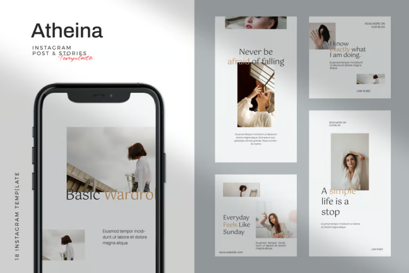 Atheina Minimalist Instagram Template, Social