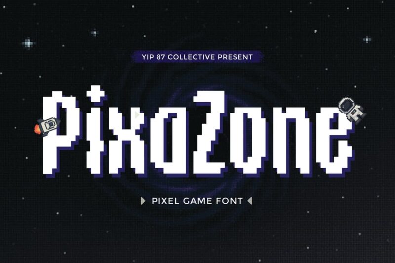 PixaZone - Retro Pixel Digital Game Font
