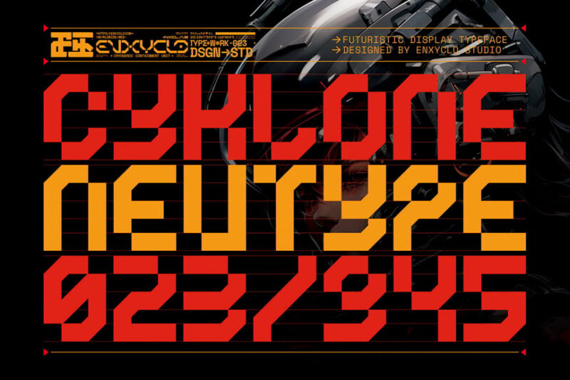Cyklone - Futuristic Cyberpunk Mecha Display Font