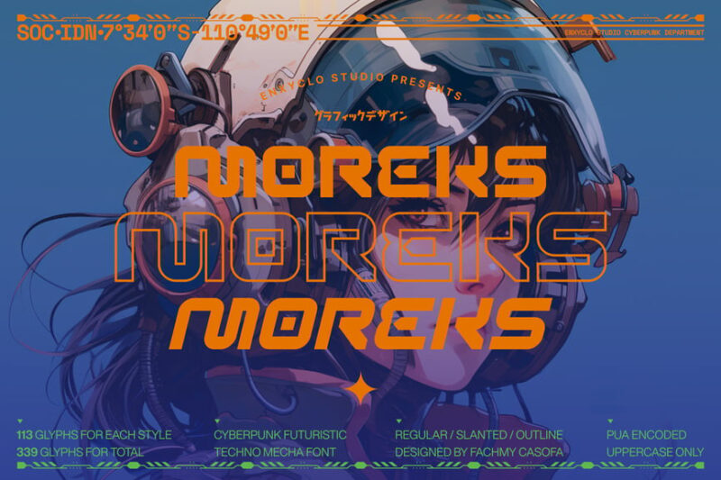 MOREKS - Futuristic Cyberpunk Tech Display Font