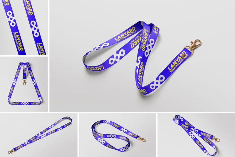 Pins & ID Card Lanyard Mockup
