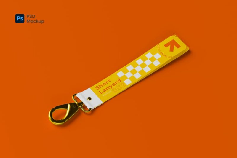 Short Lanyard with Keychain Mockup