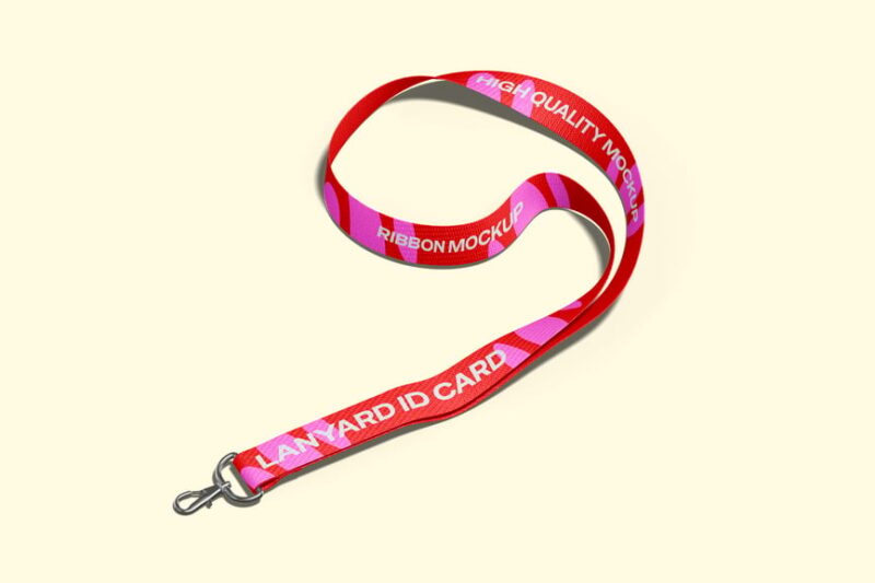Lanyard with ID Card & Ribbon Mockup