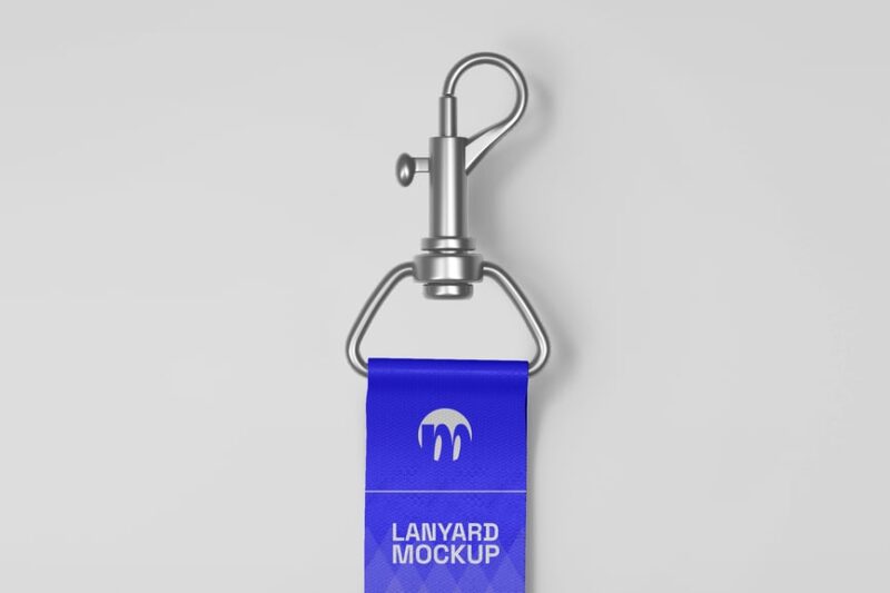 Short Lanyard Ribbon Logo Mockup