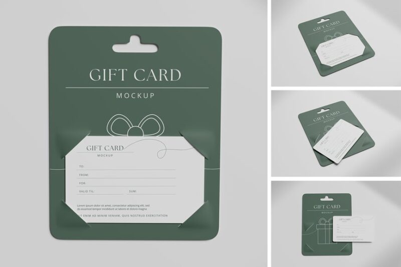 Multi-View Gift Card Presentation Mockup