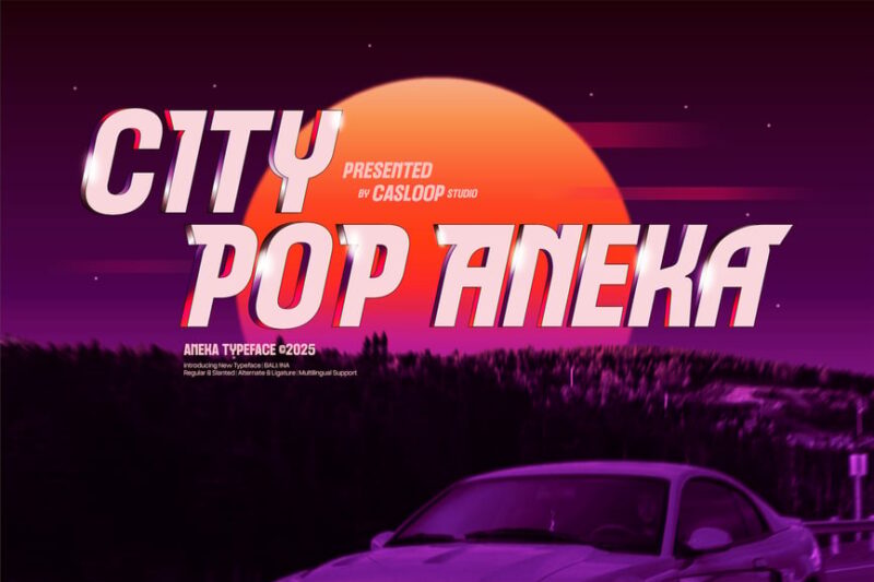 Aneka - VHS 80s City Pop Retro Groovy Wave Font