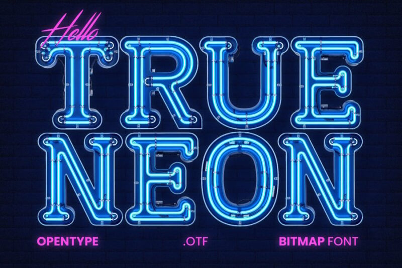 Retro Neon Font - Square Style