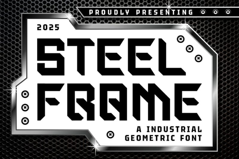 Steel Frame Modern Industrial Font